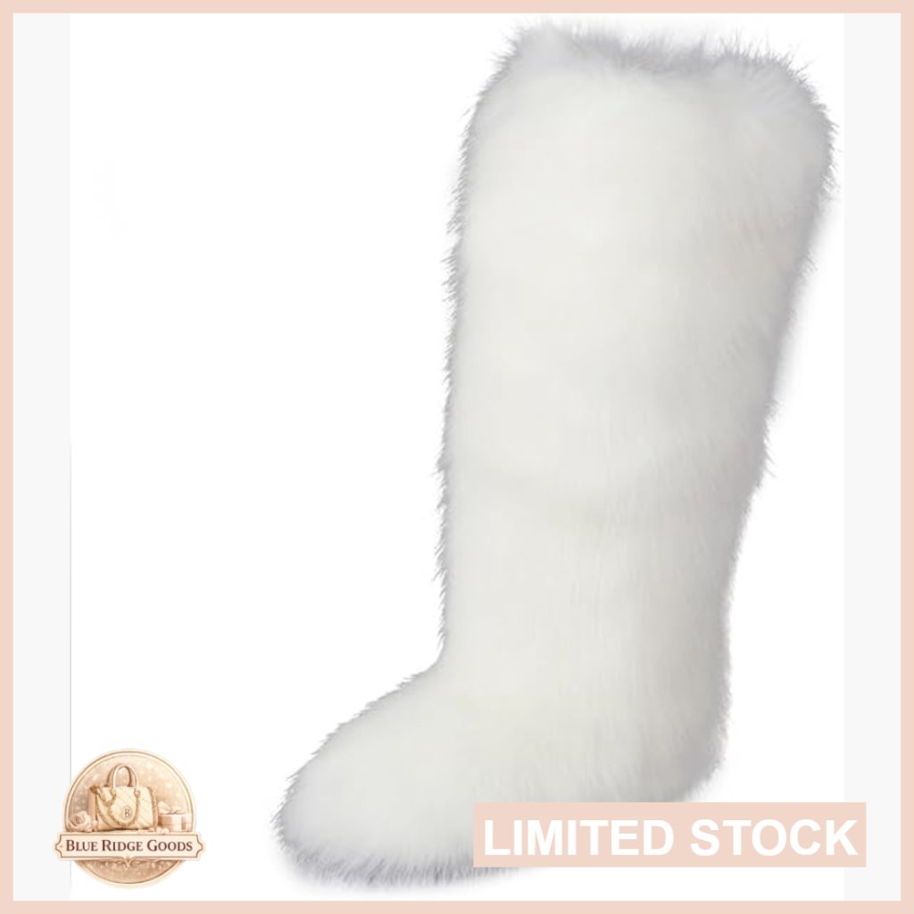 Faux Fur Knee-High Boots Winter Warm Fluffy Snow Boots Casual Chic Cozy
